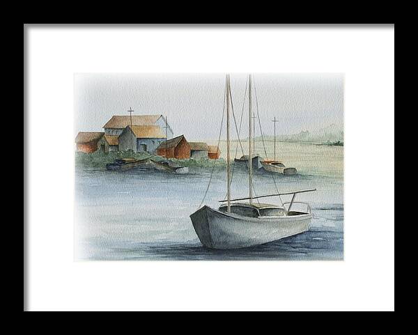 Harbor Framed Print featuring the painting Harbor cropped by Lael Rutherford