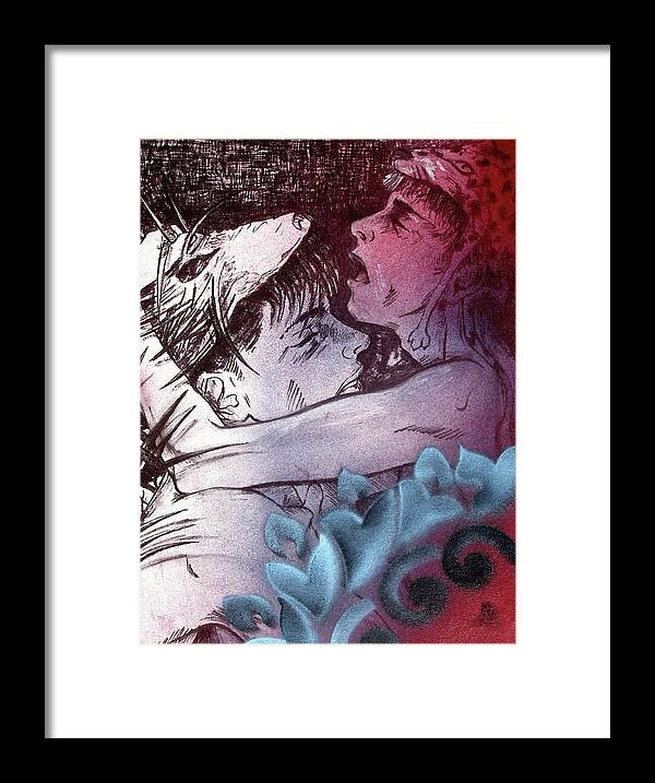Sex Framed Print featuring the drawing Hard Love by Rene Capone