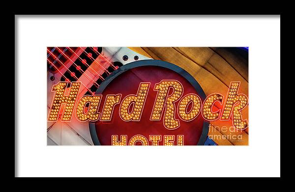 Las Vegas Strip Framed Print featuring the photograph Hard Rock Casino Guitar Front Macro 2 to 1 Ratio by Aloha Art