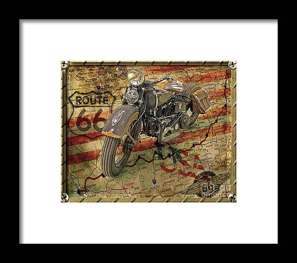 Motorcycles Framed Print featuring the photograph Harley On 66 by John Anderson