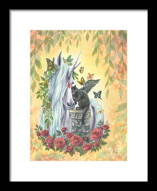 Unicorn Framed Print featuring the painting Unity by Sara Burrier