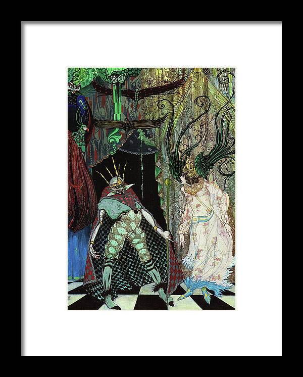 Hans Christian Andersen Framed Print featuring the drawing Harry Clarke illustrations for Andersen's Fairy Tales 1916 - The Travelling Companion by Harry Clarke