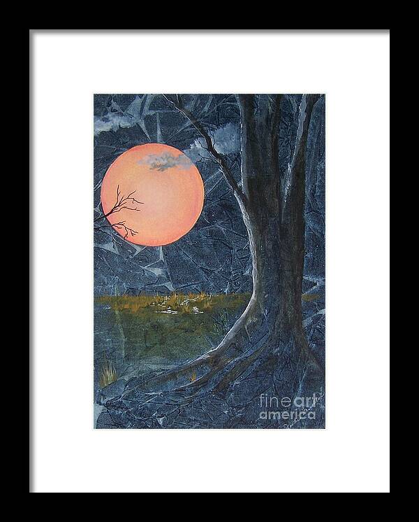 Moon Framed Print featuring the painting Harvest Moon - The Fields by Jackie Mueller-Jones