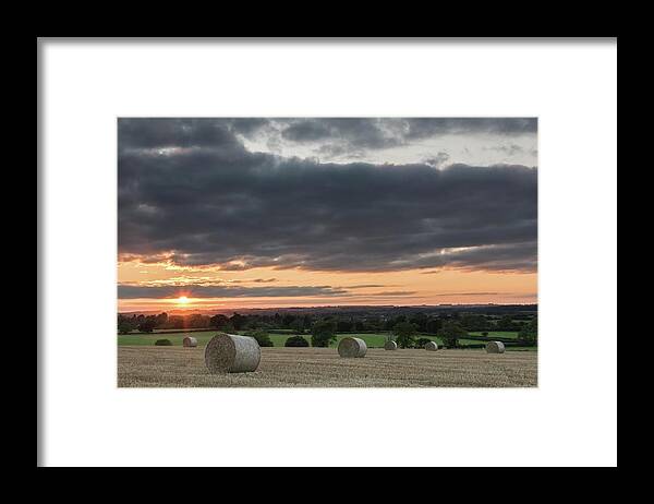 Agriculture Framed Print featuring the photograph Harvest Time, Cotswolds, England, uK by Sarah Howard