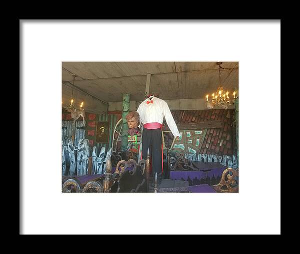 Trimpers Framed Print featuring the photograph Haunted House Headless Man by Robert Banach