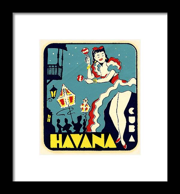 Cuba Framed Print featuring the drawing Havana Cuba Decal by Unknown