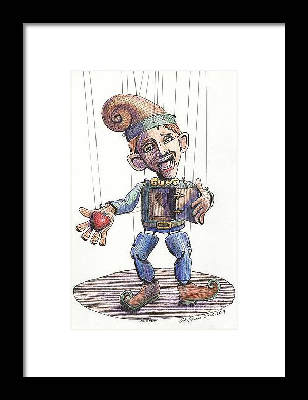 Marionette Framed Print featuring the drawing Have a Heart Marionette by Eric Haines