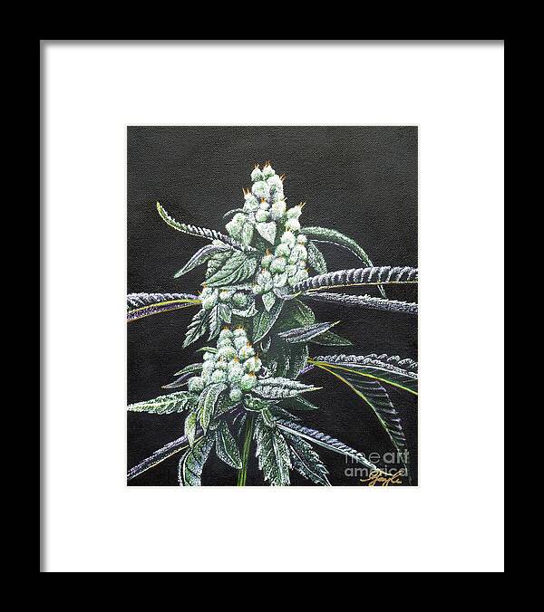 Cannabis Framed Print featuring the painting Hazy Girl by Gayle Utter