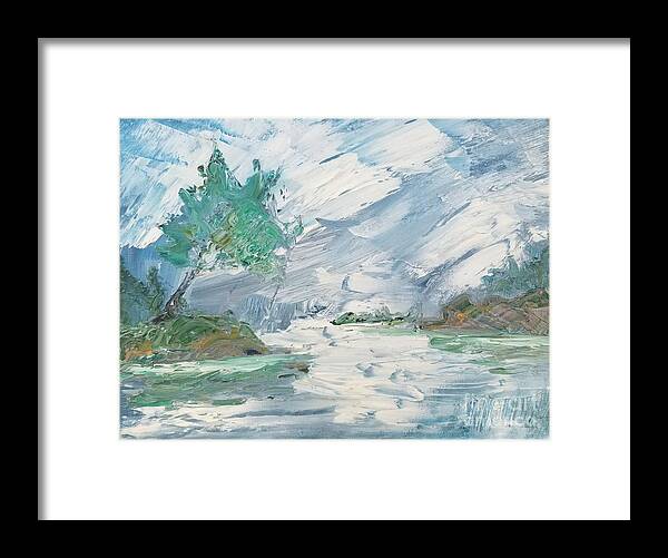 Impressionist Creek Oil Painting Framed Print featuring the painting Hazy Winter Creek in Oil by Expressions By Stephanie