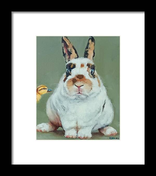 Rabbit Framed Print featuring the painting He Was Hopping Mad About Living With A Duck by Jean Cormier