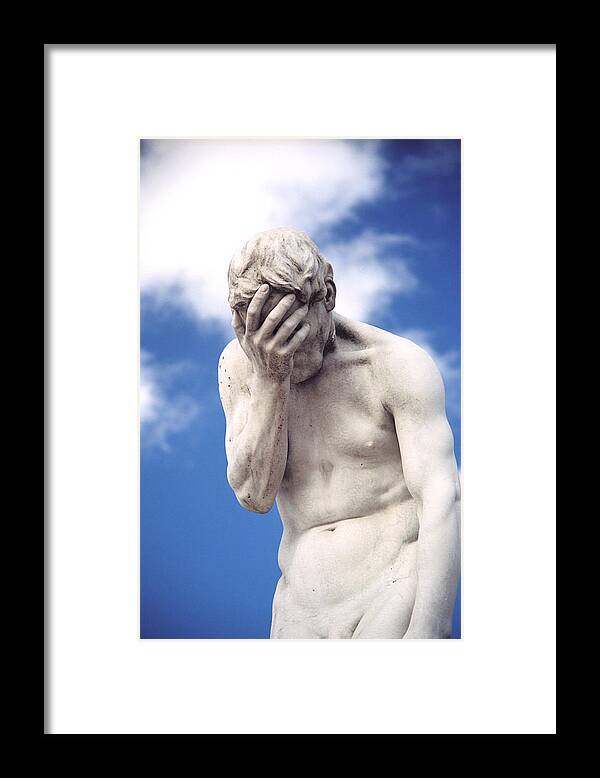 Paris Framed Print featuring the photograph Blue/Statue by Claude Taylor