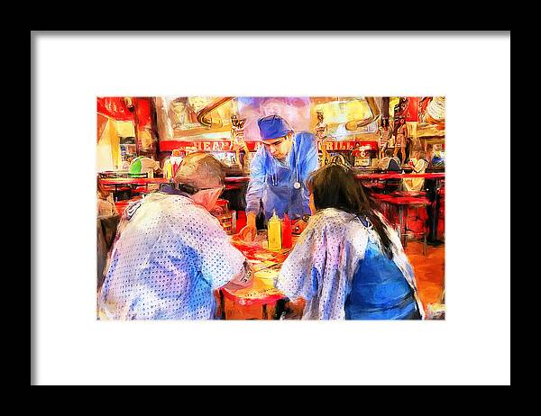 Heart Attack Grill Framed Print featuring the digital art Heart Attack Grill Las Vegas by Tatiana Travelways