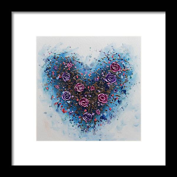 Heart Framed Print featuring the painting Heart of Roses by Amanda Dagg