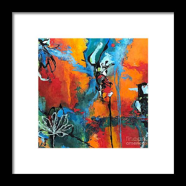 Abstract Framed Print featuring the painting Heart Opening by Mary Mirabal