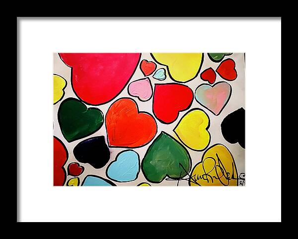  Framed Print featuring the painting Hearts by Angie ONeal