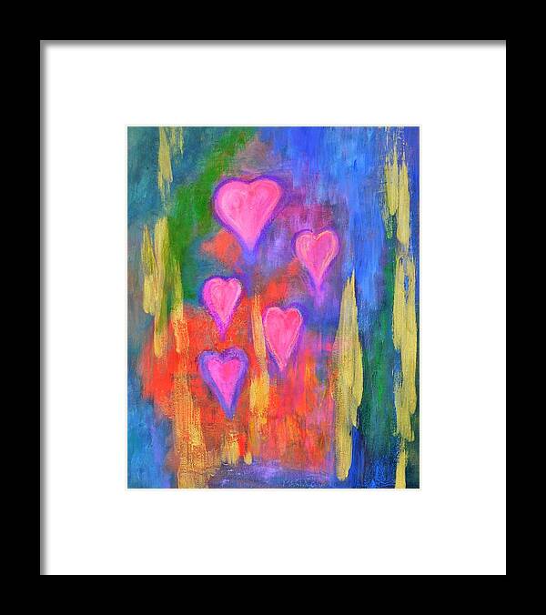 Abstract Painting Framed Print featuring the painting Hearts Rising by Marla McPherson