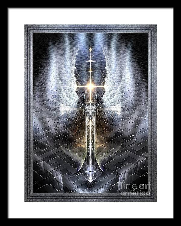 Heaven Framed Print featuring the painting Heavenly Angel Wings Cross The Jagged Road by Xzendor7 by Rolando Burbon
