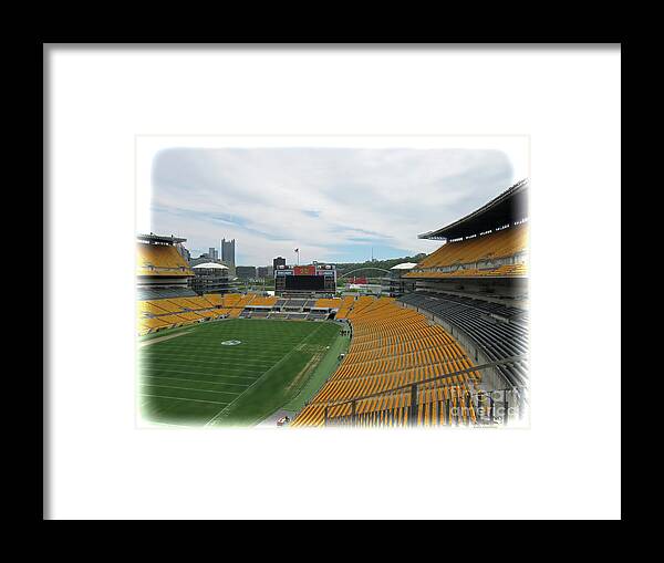 Heinz Stadium Framed Print featuring the photograph Heinz Stadium with Pittsburgh Skyline by Roberta Byram