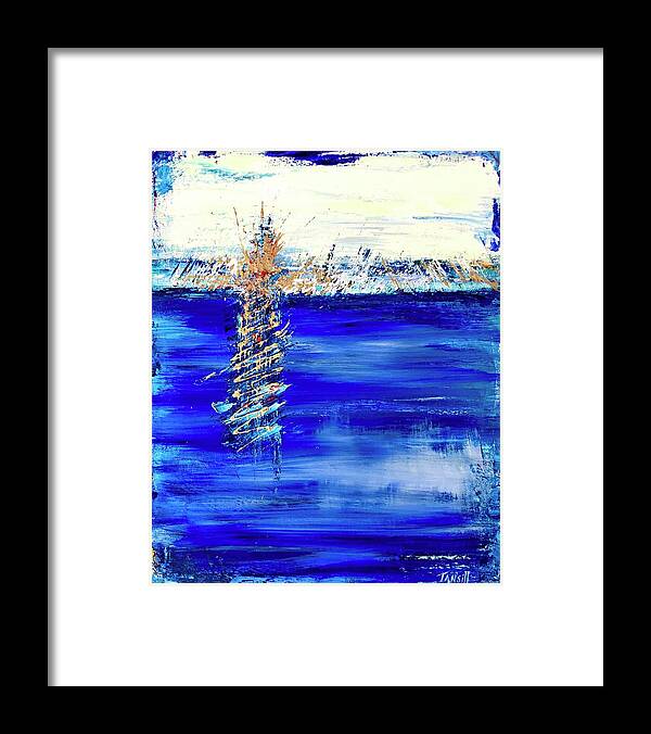Abstract Framed Print featuring the painting Helix in Blue by Tansill Stough