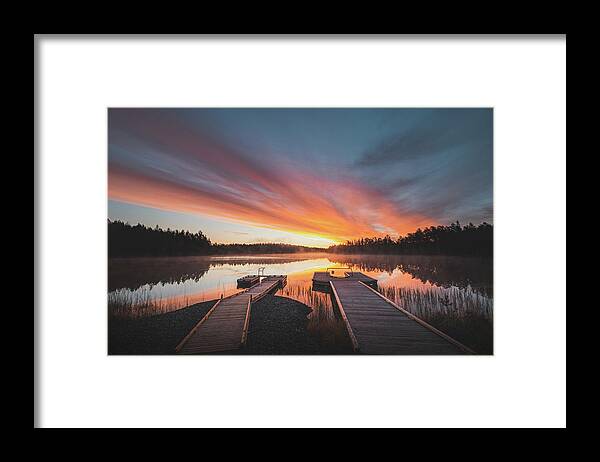 Lake Jatkonjärvi Framed Print featuring the photograph Hell on a Finnish lake by Vaclav Sonnek