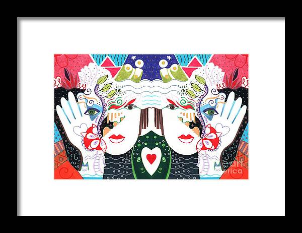 Hello In Doubletake By Helena Tiainen Framed Print featuring the mixed media Hello In Doubletake by Helena Tiainen