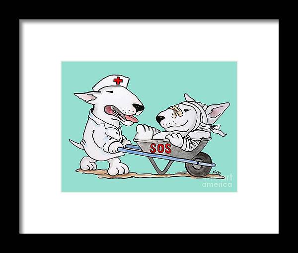 Bull Terrier Framed Print featuring the painting Help Bull Terriers Worldwide by Jindra Noewi