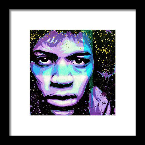 Jimi Framed Print featuring the painting Hendrix - Eyes Of Neptune - alternate by Bobby Zeik