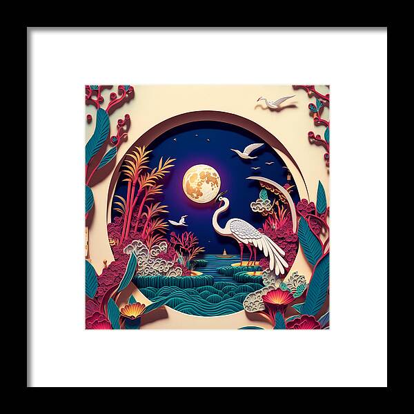 Paper Craft Framed Print featuring the mixed media Heron II by Jay Schankman