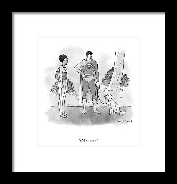 A24360 Framed Print featuring the drawing He's A Rescue by Jon Adams
