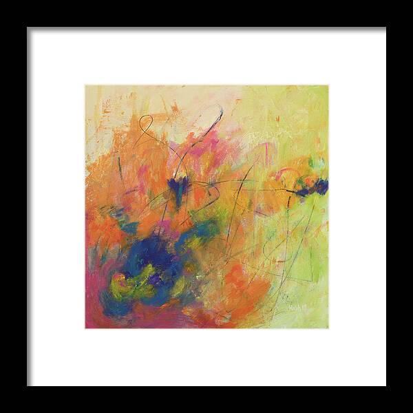 Abstract Framed Print featuring the painting Hidden Love by Haleh Mahbod