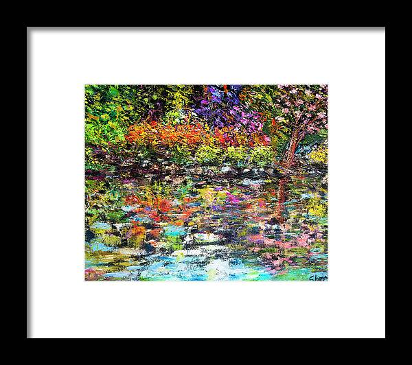 Hidden Peace Painting Framed Print featuring the painting Hidden Peace by Sher Nasser Artist