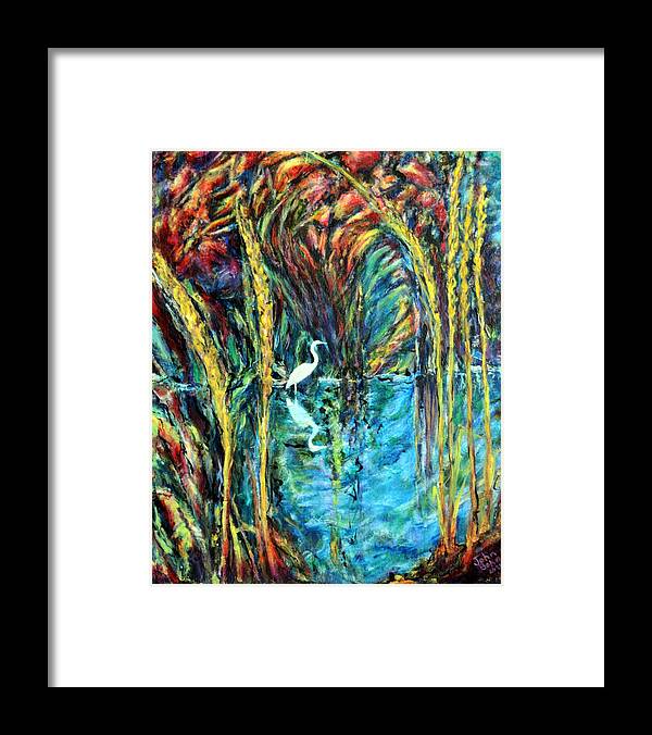 Impressionism Framed Print featuring the painting Hidden Pond by John Bohn