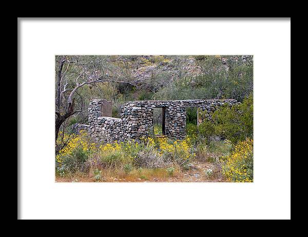Desert Framed Print featuring the photograph Hidden Treasure - Stone Building Remains 5 by Teresa Wilson