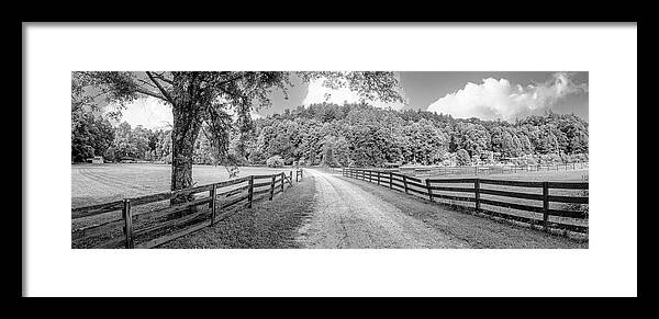 Barns Framed Print featuring the photograph Hidden Valley Road Panorama Black and White by Debra and Dave Vanderlaan