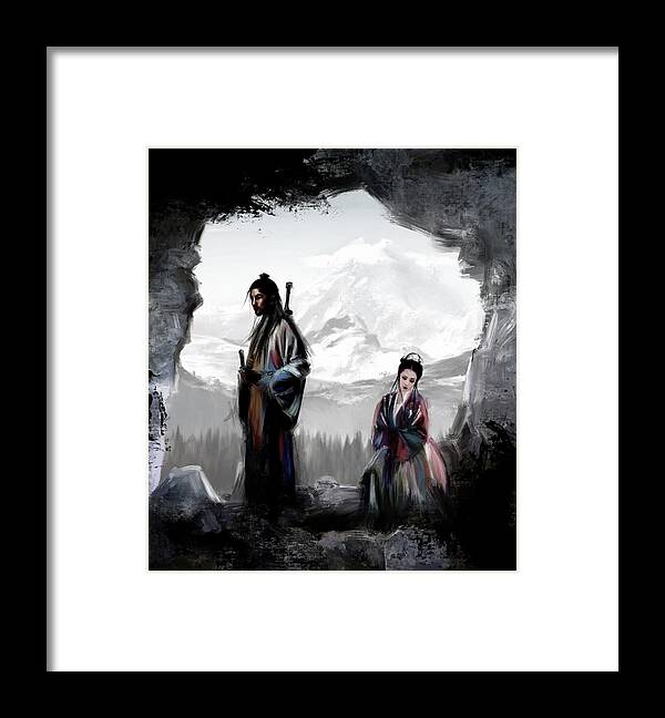 Japan Framed Print featuring the digital art Hideout by Ilyo Tao