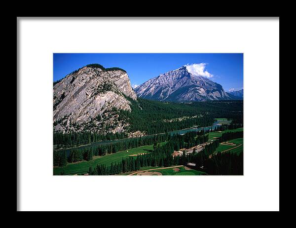Outdoors Framed Print featuring the photograph High angle view of Banff Springs Golf Course, Banff National Park, Canada by Ascent/PKS Media Inc.