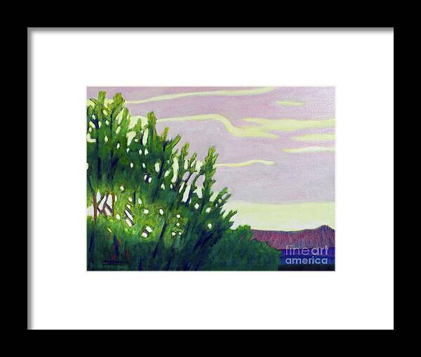 Landscape Framed Print featuring the painting High Desert Glow by Brian Commerford