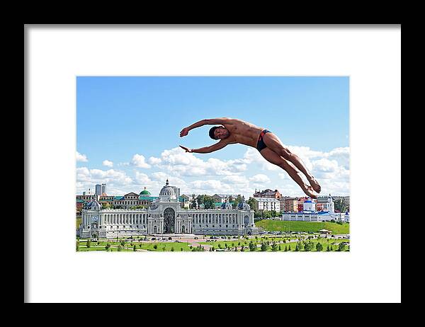 Diving Into Water Framed Print featuring the photograph High Diving - 16th FINA World Championships: Day Ten by Matthias Hangst