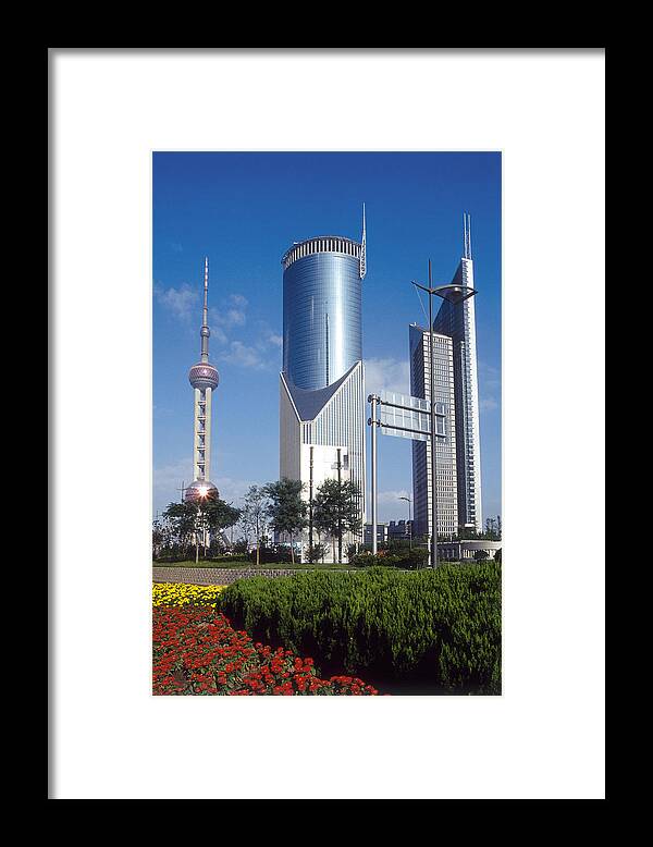 Chinese Culture Framed Print featuring the photograph High Rise and TV Tower, Pudong, Shanghai, China by Dallas and John Heaton