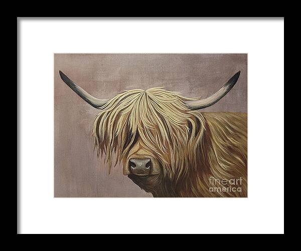 Cows Framed Print featuring the painting Highlander by Jimmy Chuck Smith