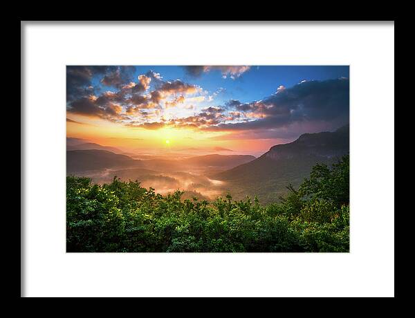 Sunset Framed Print featuring the photograph Highlands Sunrise - Whitesides Mountain in Highlands NC by Dave Allen