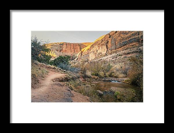 Hiking Framed Print featuring the photograph Hike to Morning Glory Arch Moab Utah by Joan Carroll