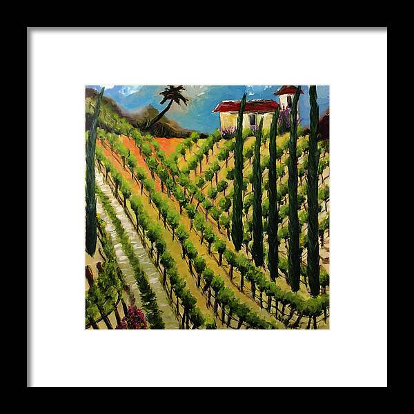 Temecula Framed Print featuring the painting Hillside Vines Temecula by Roxy Rich