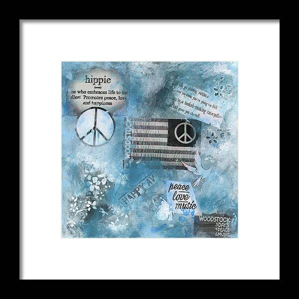 Hippie Flag Framed Print featuring the mixed media Hippie Flag by Jamie Hoffman