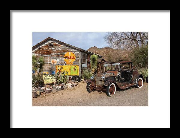 Arizona Framed Print featuring the photograph Historic Route 66 - Old Car and Shed by Liza Eckardt