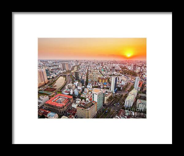 Ho Chi Minh City Framed Print featuring the photograph Ho Chi Minh City Skyline at Sunset by Bryan Mullennix