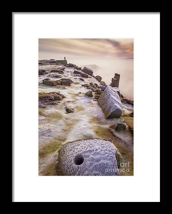 Derbyshire Framed Print featuring the photograph Hoar Frost and freezing fog on Froggatt Edge, Derbyshire Peak District, England by Neale And Judith Clark