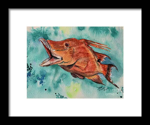 Fish Framed Print featuring the painting Hog fish by Diane Ziemski