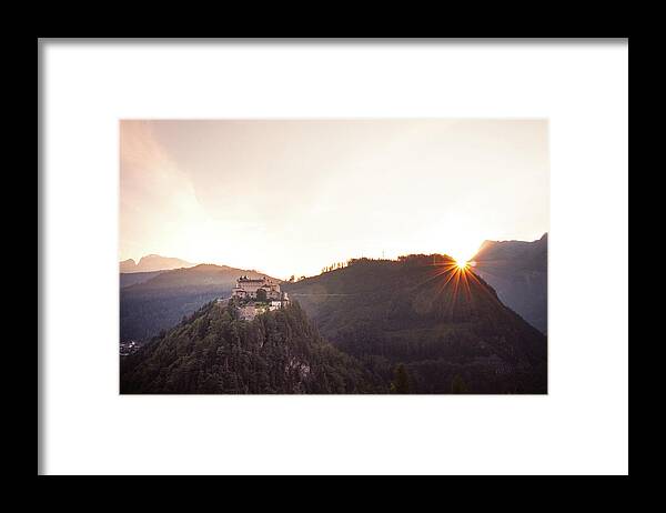 Reconstruction Framed Print featuring the photograph Hohenwerfen Castle at sunset by Vaclav Sonnek