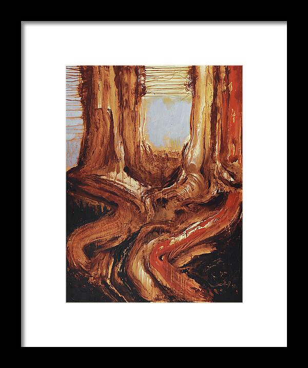 Abstract Framed Print featuring the painting Hole in the Sky by Sv Bell